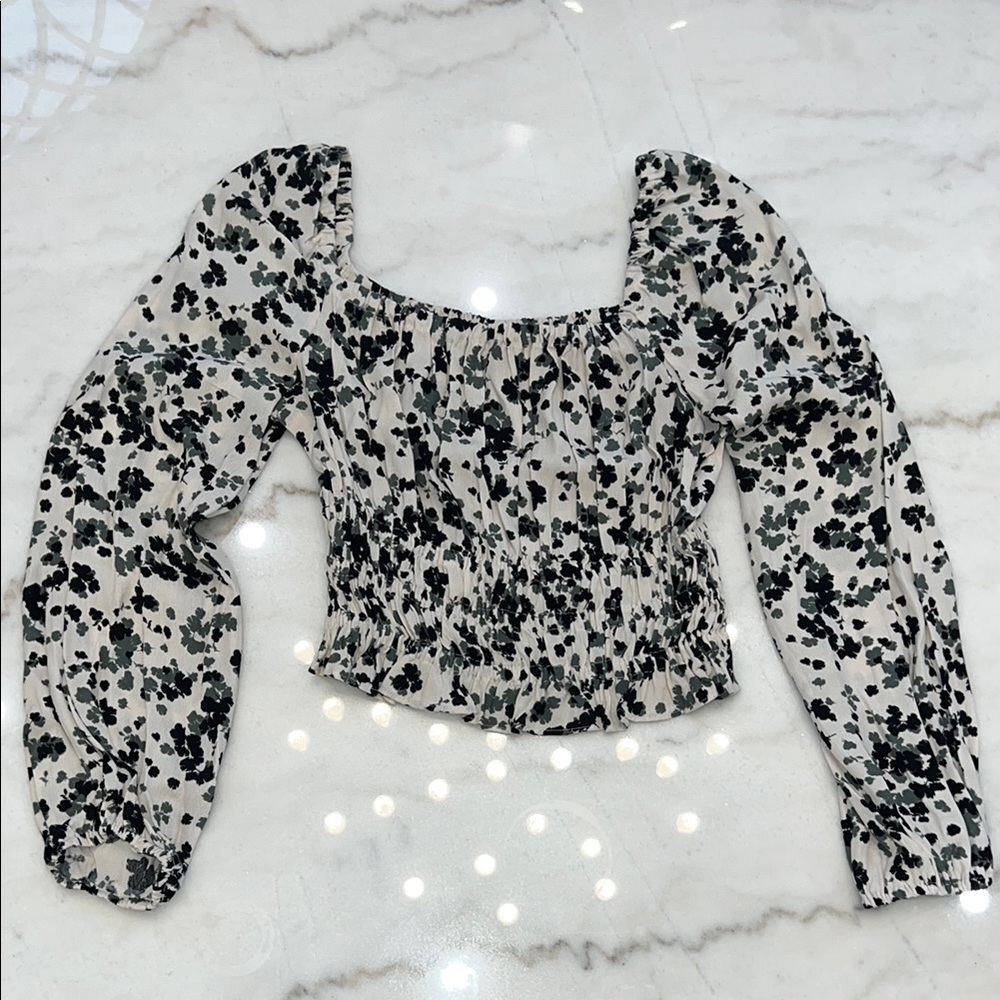 Multicolored Puff Sleeve Bustier Blouse